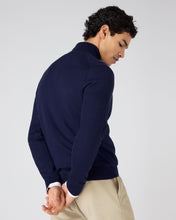 Load image into Gallery viewer, N.Peal Men's Regent Fine Gauge Cashmere Half Zip Jumper Prussian Blue