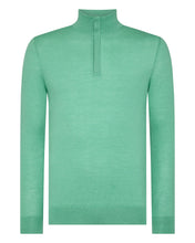 Load image into Gallery viewer, Men's Regent Fine Gauge Cashmere Half Zip Jumper Seafoam Green