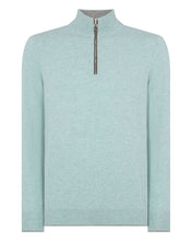 Load image into Gallery viewer, N.Peal Men's Carnaby Half Zip Cashmere Jumper Oasis Green