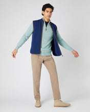 Load image into Gallery viewer, N.Peal Men's Carnaby Half Zip Cashmere Jumper Oasis Green