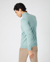 Load image into Gallery viewer, N.Peal Men's Carnaby Half Zip Cashmere Jumper Oasis Green