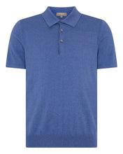 Load image into Gallery viewer, N.Peal Men's Polzeath Cotton Cashmere Polo T-Shirt Denim Blue