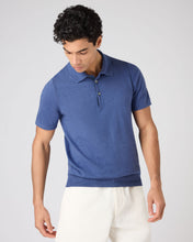 Load image into Gallery viewer, N.Peal Men's Polzeath Cotton Cashmere Polo T-Shirt Denim Blue