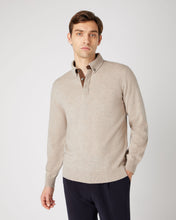 Load image into Gallery viewer, N.Peal Men's Relaxed Polo Cashmere Shirt Oatmeal Brown