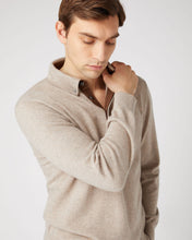 Load image into Gallery viewer, N.Peal Men's Relaxed Polo Cashmere Shirt Oatmeal Brown