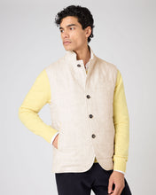 Load image into Gallery viewer, N.Peal Men's Seville Linen Gilet Beige Brown