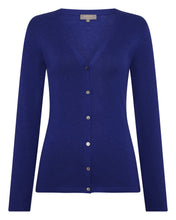 Load image into Gallery viewer, N.Peal Women's Mia Superfine Cashmere V Neck Cardigan Indigo Blue