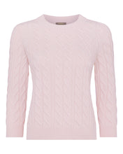 Load image into Gallery viewer, N.Peal Women's Emilia Cable Round Neck Cashmere Jumper Quartz Pink