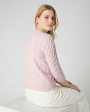 Load image into Gallery viewer, N.Peal Women's Emilia Cable Round Neck Cashmere Jumper Quartz Pink