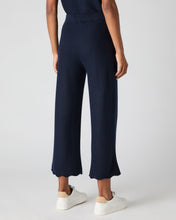 Load image into Gallery viewer, N.Peal Women's Wave Stitch Cashmere Silk Trouser Navy Blue