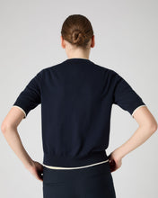 Load image into Gallery viewer, N.Peal Women's Cotton Cashmere Short Sleeve Cardigan Navy Blue