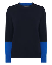 Load image into Gallery viewer, N.Peal Women's Relaxed Round Neck Cashmere Jumper Navy Blue
