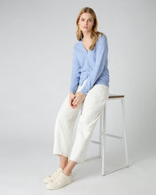 Load image into Gallery viewer, N.Peal Women's Lara V Neck Cashmere Cardigan Cornflower Blue