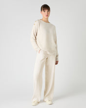 Load image into Gallery viewer, N.Peal Women's Button Shoulder Round Neck Cashmere Jumper Ecru White