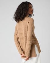Load image into Gallery viewer, N.Peal Women's Esme Cable Mock Neck Cashmere Jumper Sahara Brown