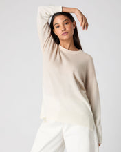Load image into Gallery viewer, N.Peal Women's Dip Dye Round Neck Cashmere Jumper Almond White