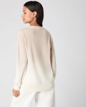 Load image into Gallery viewer, N.Peal Women's Dip Dye Round Neck Cashmere Jumper Almond White