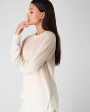 Load image into Gallery viewer, N.Peal Women's Dip Dye Round Neck Cashmere Jumper Almond White