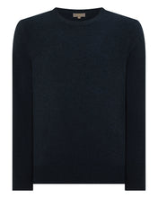 Load image into Gallery viewer, N.Peal Men's Oxford Round Neck Cashmere Jumper Indigo Blue