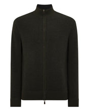Load image into Gallery viewer, N.Peal Men's Knightsbridge Full Zip Cashmere Jumper Arabica Khaki Green