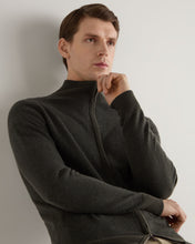 Load image into Gallery viewer, N.Peal Men's Knightsbridge Full Zip Cashmere Jumper Arabica Khaki Green