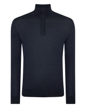 Load image into Gallery viewer, N.Peal Men's Regent Fine Gauge Cashmere Half Zip Jumper Indigo Blue