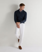 Load image into Gallery viewer, N.Peal Men's Regent Fine Gauge Cashmere Half Zip Jumper Indigo Blue