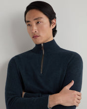 Load image into Gallery viewer, N.Peal Men's Carnaby Half Zip Cashmere Jumper Indigo Blue