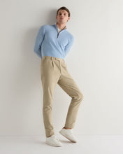 Load image into Gallery viewer, N.Peal Men's Carnaby Half Zip Cashmere Jumper Sea Mist Blue