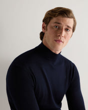 Load image into Gallery viewer, N.Peal Men's Fine Gauge Cashmere Turtle Neck Jumper Navy Blue