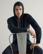 Load image into Gallery viewer, N.Peal Men's Ladbroke Cashmere Hoodie Indigo Blue