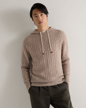 Load image into Gallery viewer, N.Peal Men's Fitzrovia Cable Cashmere Hoodie Oatmeal Brown