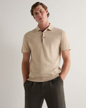 Load image into Gallery viewer, N.Peal Men's Polzeath Cotton Cashmere Polo T-Shirt Sandstone Brown