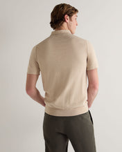 Load image into Gallery viewer, N.Peal Men's Polzeath Cotton Cashmere Polo T-Shirt Sandstone Brown