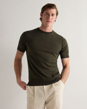Load image into Gallery viewer, N.Peal Men's Newquay Cotton Cashmere T-Shirt Arabica Khaki Green