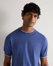 Load image into Gallery viewer, N.Peal Men's Newquay Cotton Cashmere T-Shirt Denim Blue
