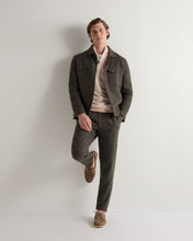 Load image into Gallery viewer, N.Peal Men's Salcombe Jacquard Half Zip Cotton Cashmere Jumper Sandstone Brown