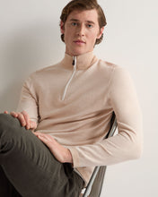 Load image into Gallery viewer, N.Peal Men's Salcombe Jacquard Half Zip Cotton Cashmere Jumper Sandstone Brown