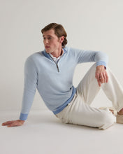 Load image into Gallery viewer, N.Peal Men's Temple Jacquard Half Zip Cashmere Jumper Cornflower Blue