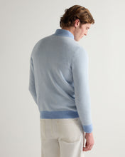 Load image into Gallery viewer, N.Peal Men's Temple Jacquard Half Zip Cashmere Jumper Cornflower Blue