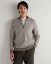 Load image into Gallery viewer, N.Peal Men's Temple Jacquard Half Zip Cashmere Jumper Vintage Khaki Green