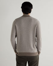 Load image into Gallery viewer, N.Peal Men's Temple Jacquard Half Zip Cashmere Jumper Vintage Khaki Green