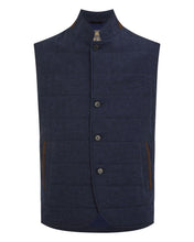 Load image into Gallery viewer, N.Peal Men's Seville Linen Gilet Navy Blue