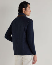 Load image into Gallery viewer, N.Peal Men's Seville Linen Gilet Navy Blue
