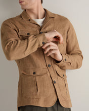 Load image into Gallery viewer, N.Peal Men's Safari Linen Jacket Tan Brown