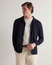 Load image into Gallery viewer, N.Peal Men's Cuban Cotton Blend Collar Overshirt Navy Blue