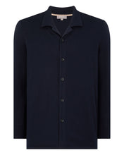Load image into Gallery viewer, N.Peal Men's Cuban Cotton Blend Collar Overshirt Navy Blue