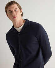 Load image into Gallery viewer, N.Peal Men's Cuban Cotton Blend Collar Overshirt Navy Blue