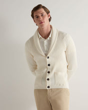 Load image into Gallery viewer, N.Peal Men's Cotton Blend Shawl Cardigan White
