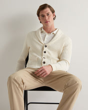 Load image into Gallery viewer, N.Peal Men's Cotton Blend Shawl Cardigan White